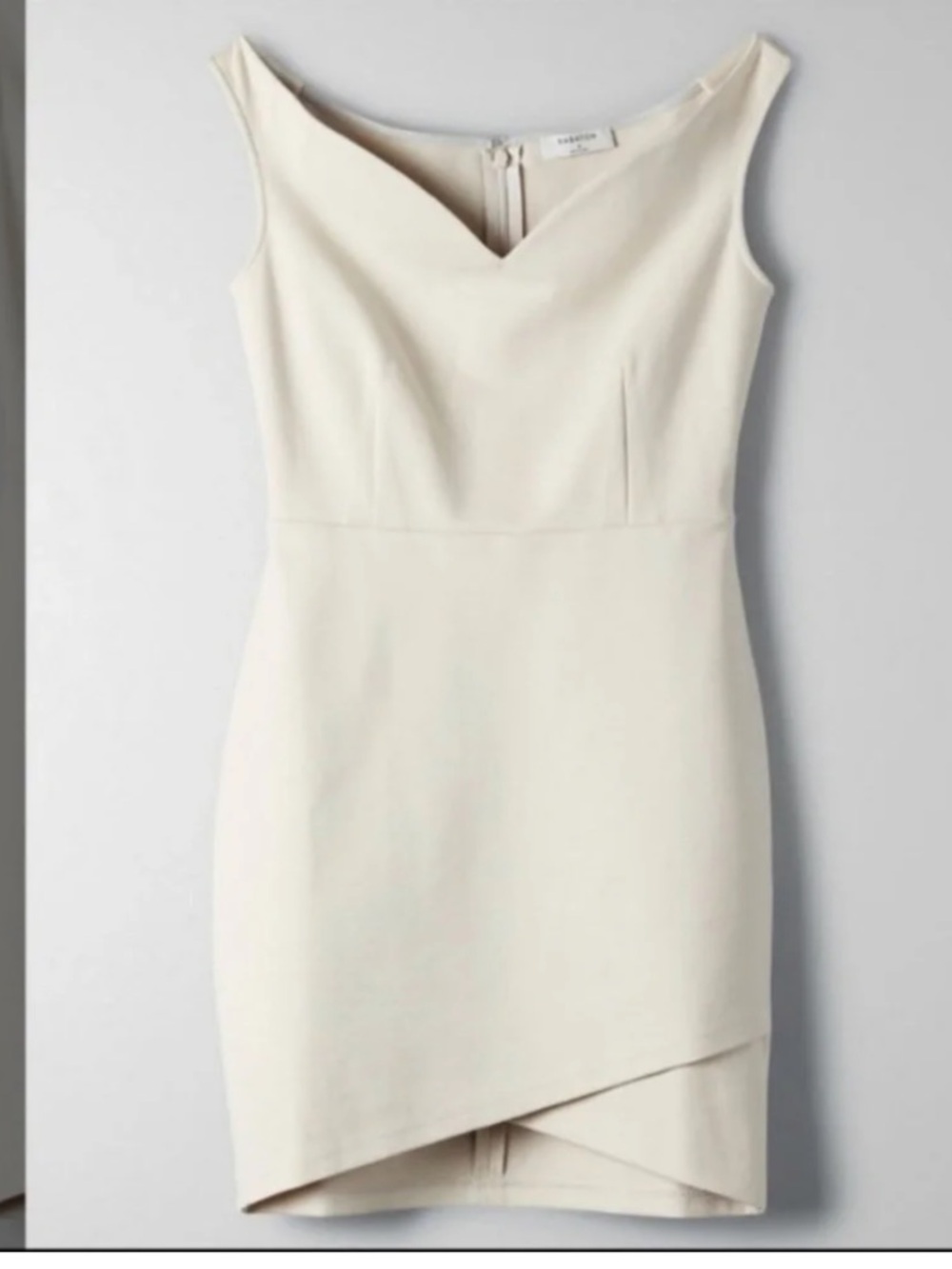 Babaton “Onyx” Ivory Asymmetrical Sheath Dress